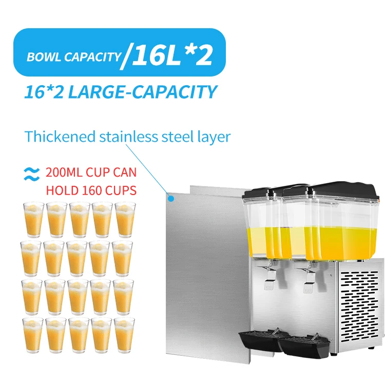 MK-JD216B Commercial Cool Blending 32L Double Bowls Drink beverage CE Approved Stainless Steel juice Dispenser
