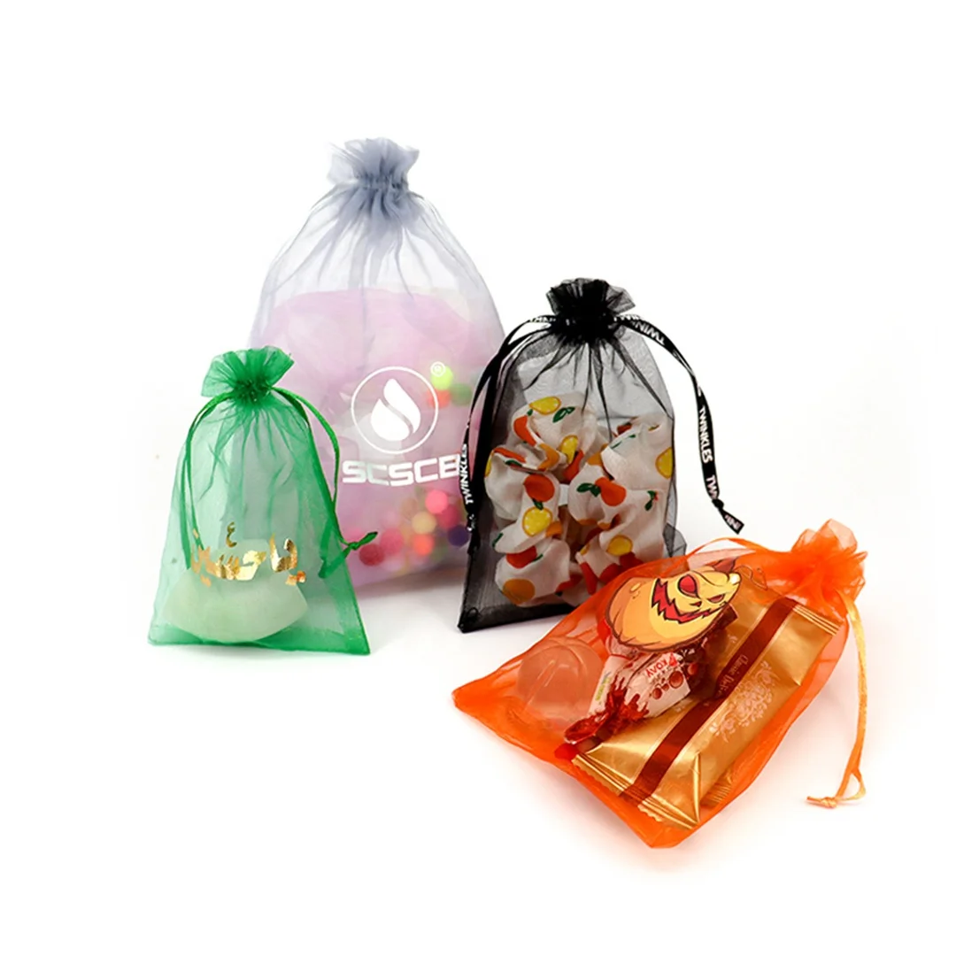 purple packaging custom bags organza candy bags jewelry with logo  9 x 12cm wholesale