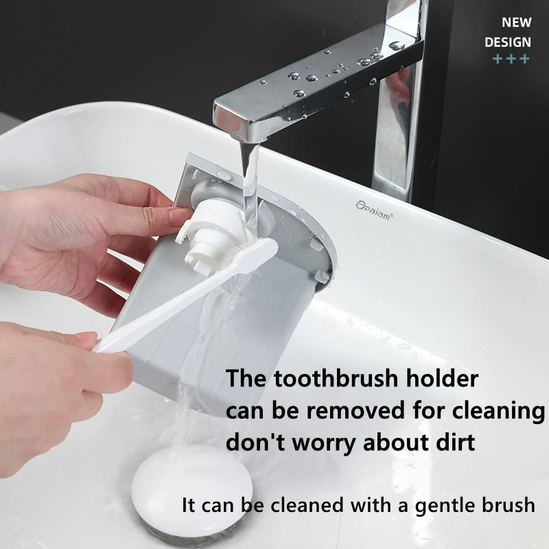 
2021 Bathroom Multifunctional Home Use Plastic Wall-Mounted Toothbrush Cup Holder 