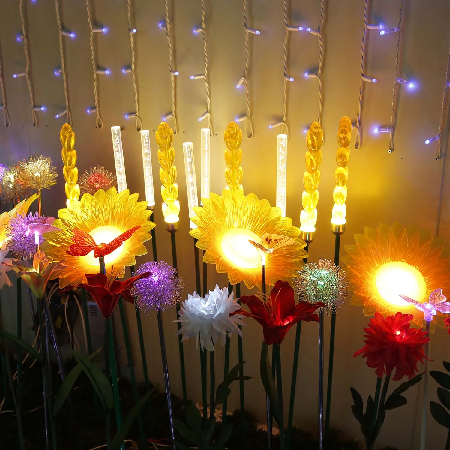 Outdoor Simulation Flower Courtyard Decoration Park Landscape Led Rose flower Light