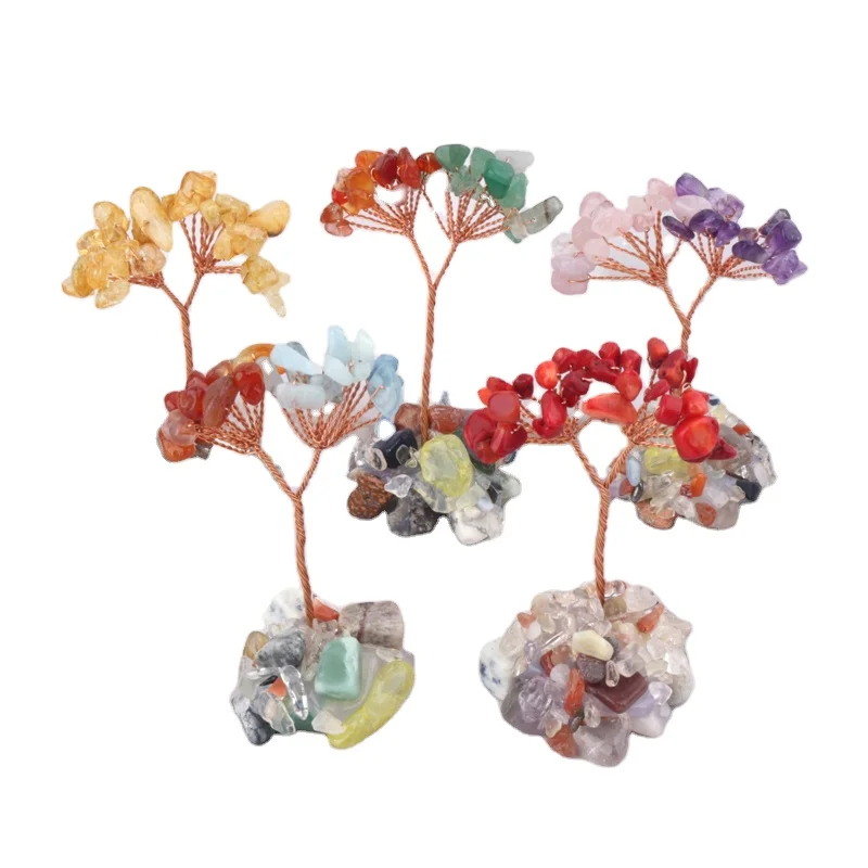 Wholesale Handmade Natural Quartz Raw Rough Stone Base Healing Stones Money Lucky Tree Crystal Tree
