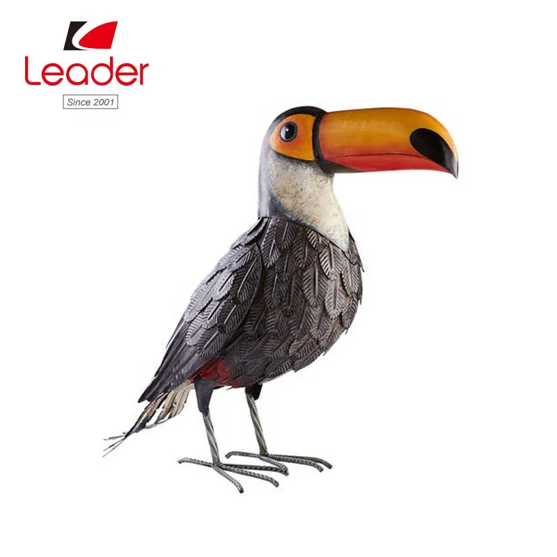 Tropocal African Animal Handmade Metal Colorful Iron Toucan Figurine