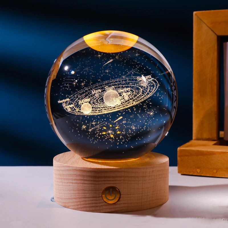 6cm With Galaxy And Planet 3d Interior With Led Lights Christmas Decorations Table Lamp Crystal Ball Night Light