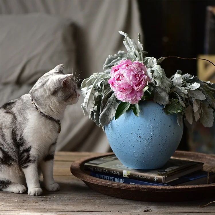Bixuan Vases Blue Bubbles Retro Distressed Ceramic Jar Vase Unique Golden Decor Art Porcelain Vases Table Centerpieces Set of 3