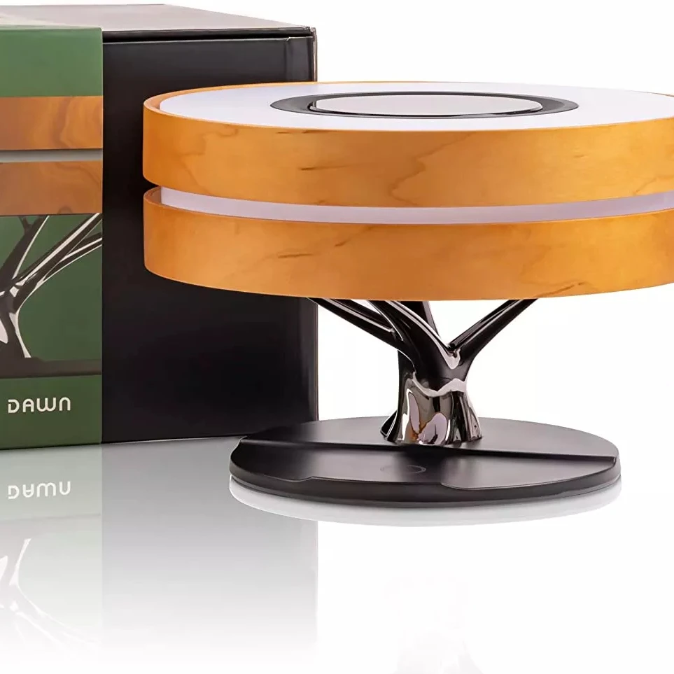 Best price Wooden Table Lamp Phone Charger Bluetooth Speaker Stepless Brightness Furniture Home Decor Birthday Gift