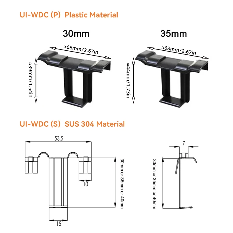 UISOLAR Factory 30mm 35mm 40mm Pv Modules Cleaning Clips Solar Panel Water Drainage Clips Water Drain for solar panel mounting