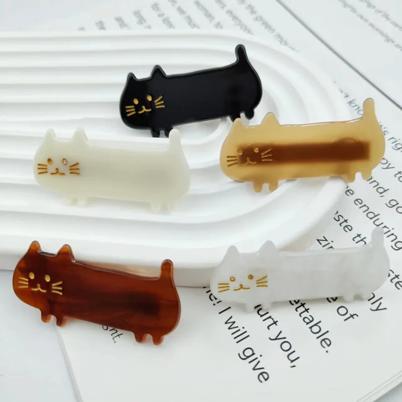 2023 Yiwu futian market wholesale new designs fashion acetic acid Cute cat hair for kids duck bill clip hair accessories