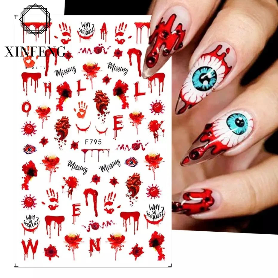 Halloween Nails Stickers Decals Stickers Mixed Styles Ghost Spiders Pumpkin Witches Nail Art Decals Self-Adhesive Tip Stickers