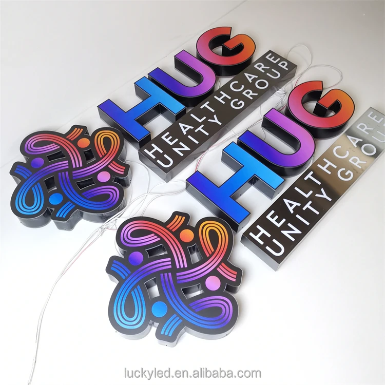 Custom 3d Led Frontlit and Backlit Stainless Steel Store Shop Restaurant Signage Outdoor Sign