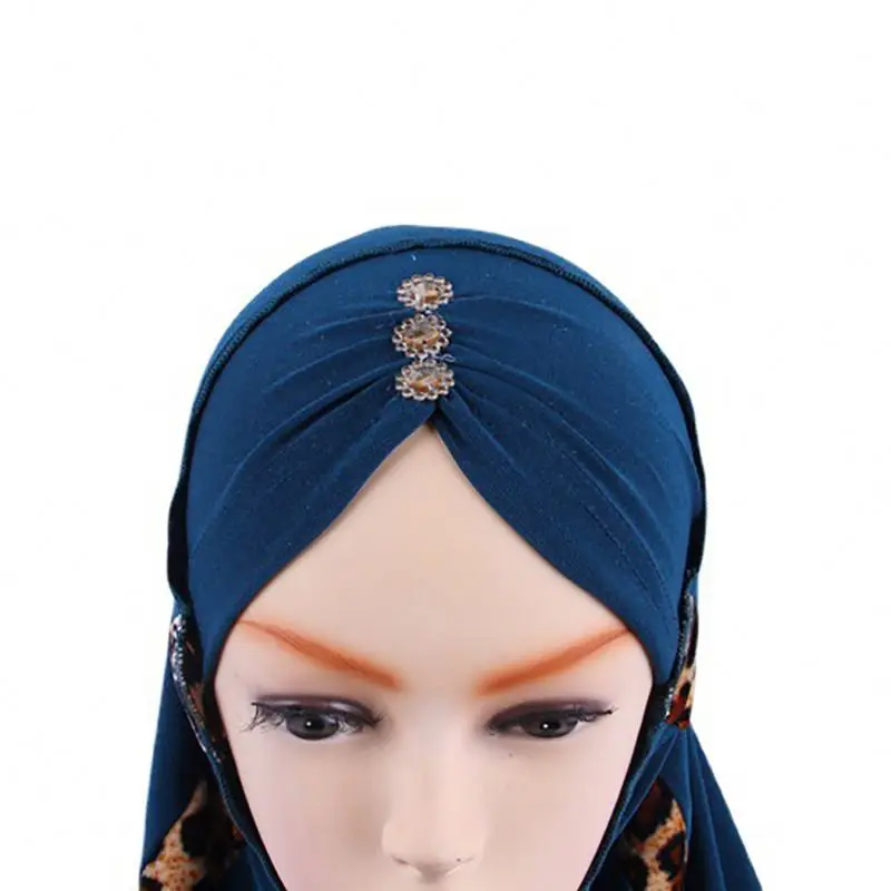A 281 Hot Sale Lady Scarf Head Wraps Shawls Arab Turban Hats Elastic Ethnic Scarves Veil Muslim Women Splicing Hijab