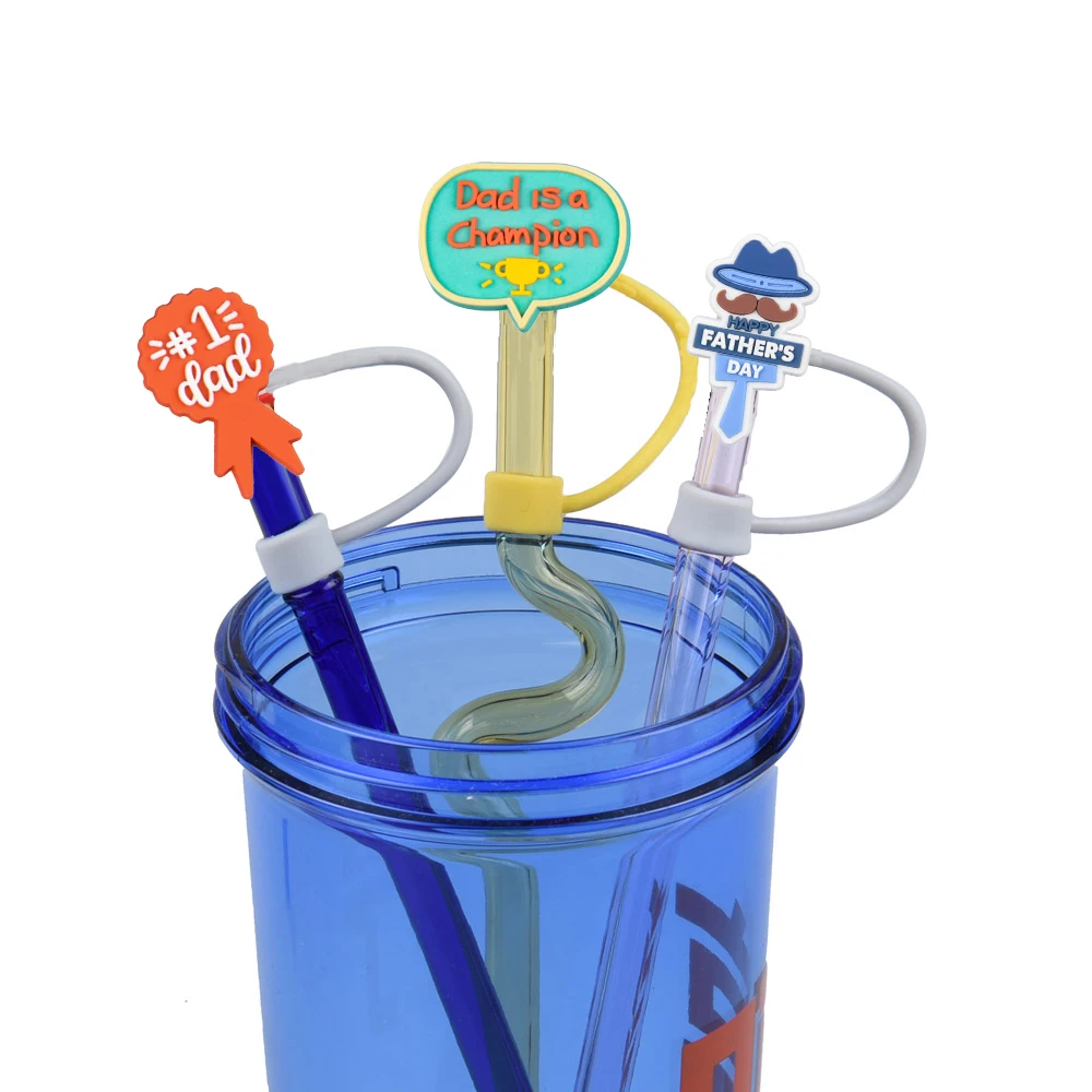 8mm Reusable Silicone Drinking Straw Topper Charms Coffee Inspired Topper Attachments for Wine Tumblers Bulk Straw Cover Charms