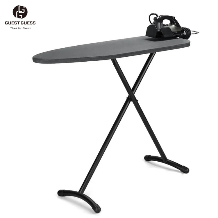China Supplier Professional Customized Stylish Black Grey Color Height Adjustable 360 Degree Rotation Hotel Ironing Board