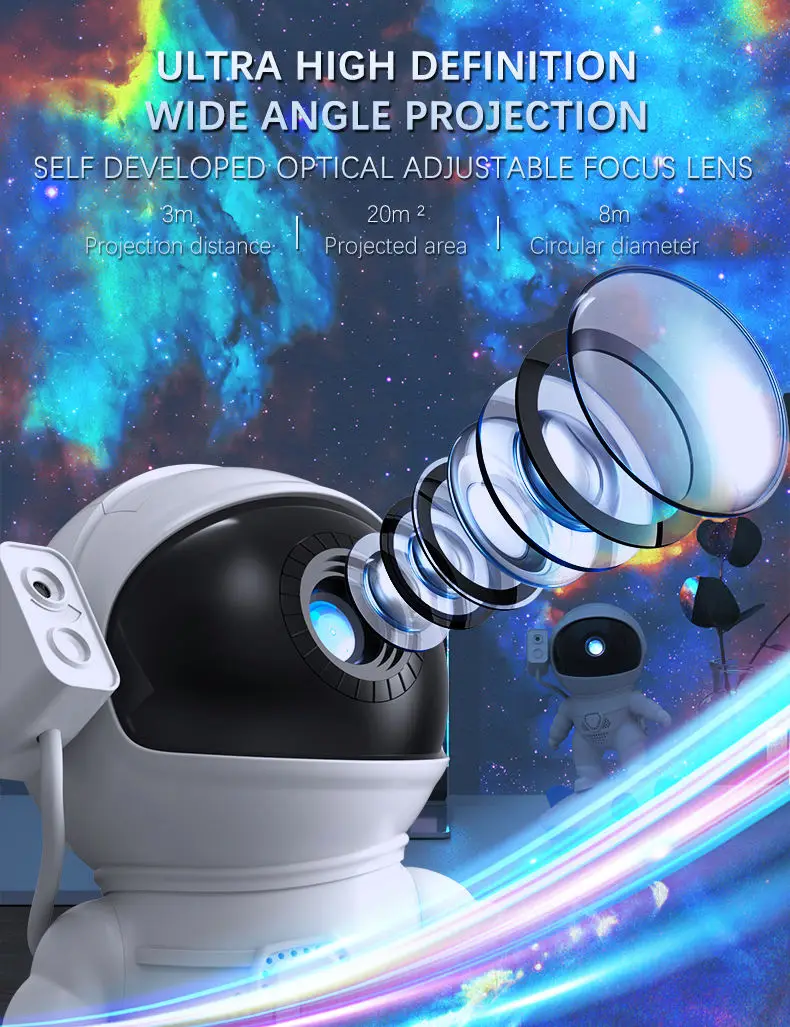 Rocket Spaceman Astronaut Star The Milky Way  Projector Night Light Focusing 12 Films LED Projection Laser The Milky Way Robot L