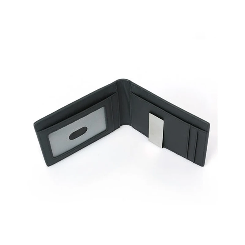  Зажим для денег на заказ Тонкий минималистичный двойной RFID блокирующий мужской кошелек ПУ черный углеволоконный женский кожаный