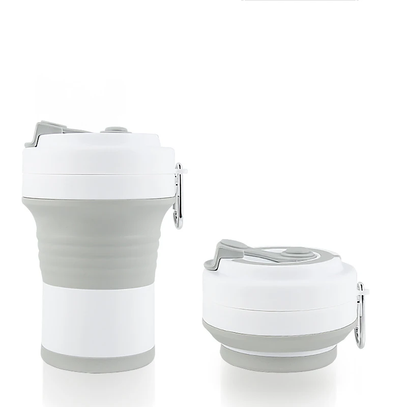 Hot Selling Portable Silicone Travel coffee Cups Collapsible foldable silicon cup With Straw