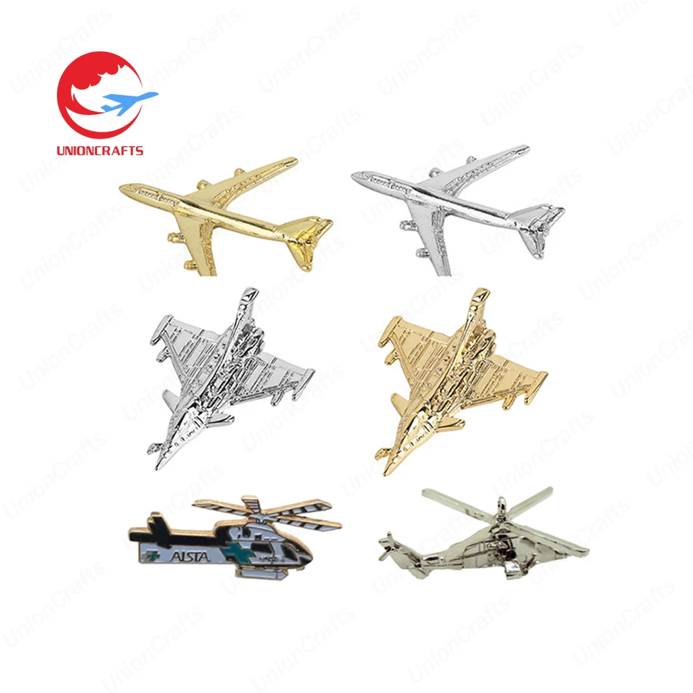 Factori custom made pin avion metal enamel 3d wing plane sky aircraft tail aviation airplane lapel pin badge helicopter pin