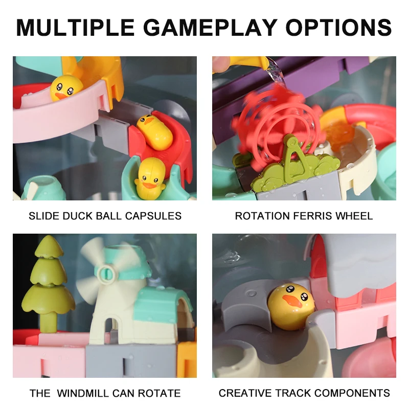 Zhorya bathtub interactive bath toys water balls duck slide tracks wall slide diy water track toy