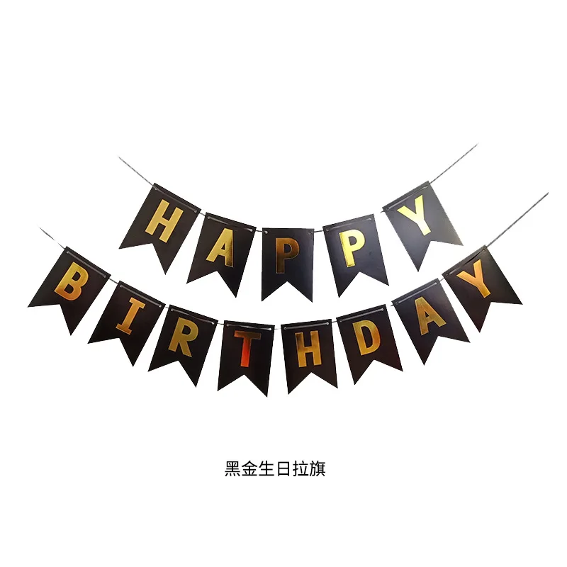 Happy Birthday Fishtail Flag with Rose gold lettering Fishtail banner with flower flag party decoration