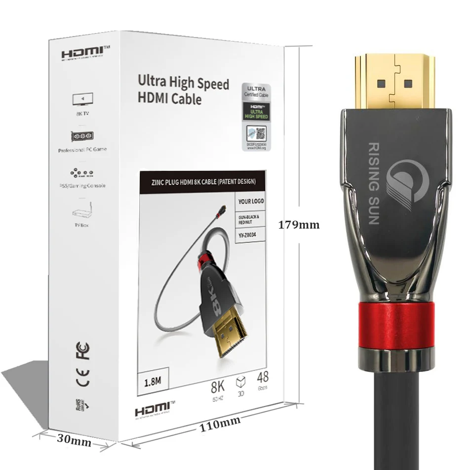 UHD 48gbps Ultra High Speed 8k 2.1Verision Hdmi Braided 8k 60hz 4k 120hz HDMI 1m 1.5m 2m 3m 2.1 Hdmi Cable