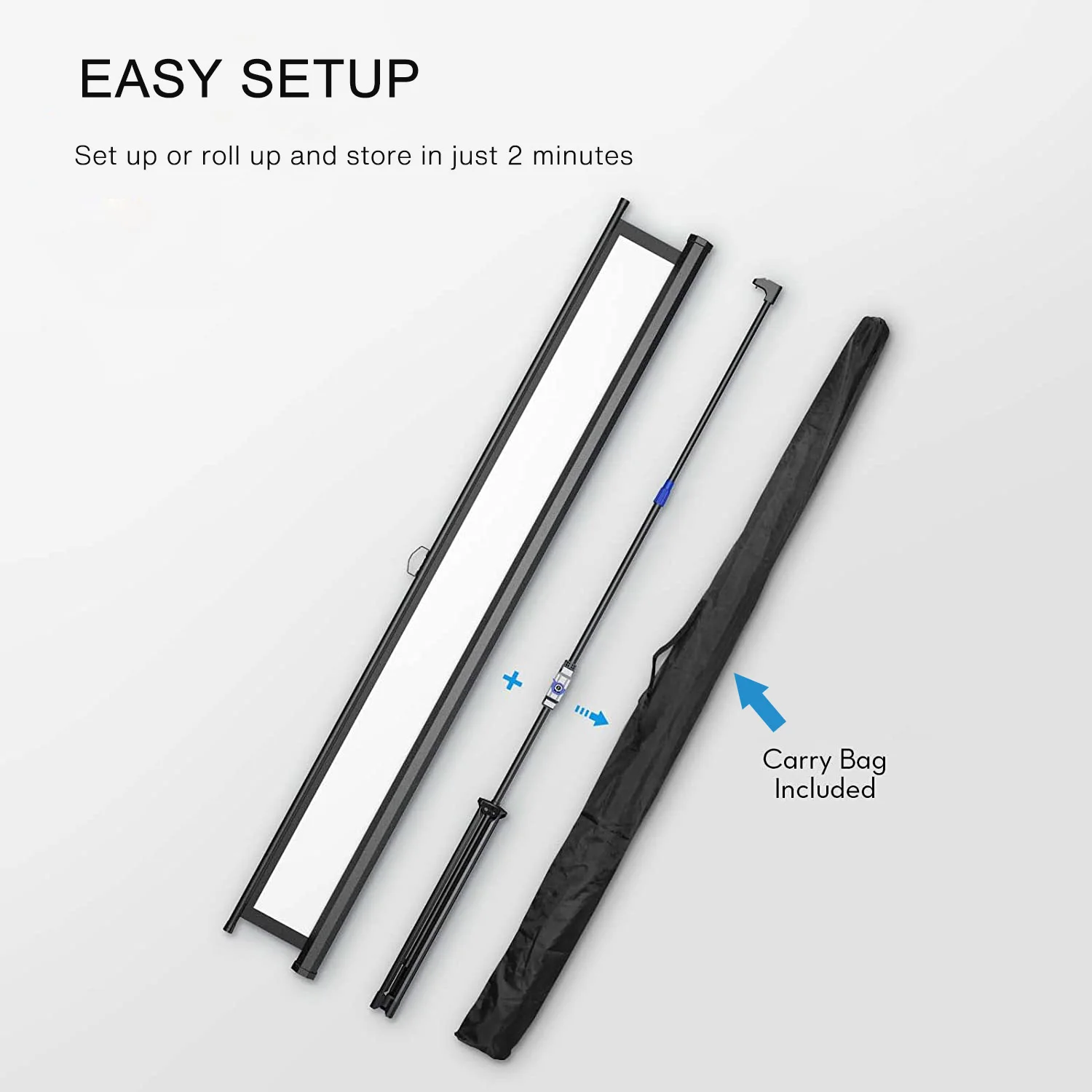 100inch 4:3 Tripod Projector Screen with Stand Wrinkle-Free Height Adjustable Portable Screen for Projector Indoor & Outdoor for