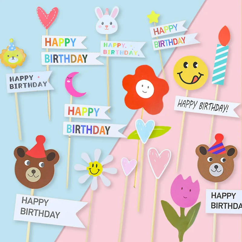 Wholesale custom toothpick flag bamboo fruit pick decoration sign copperplate paper cake decoration