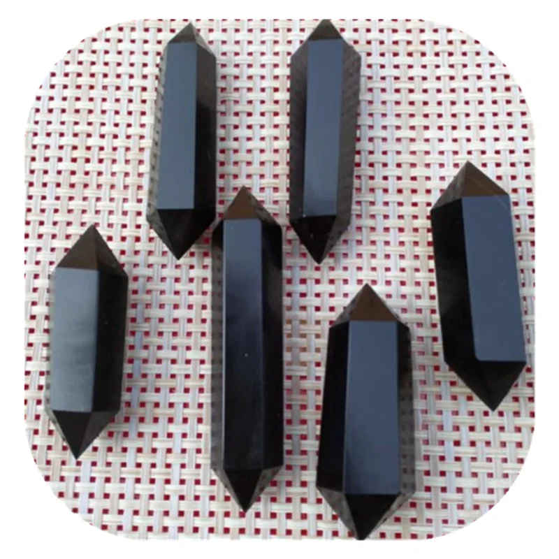 Wholesale crystal tower obsidian healing gemstone black obsidian terminated double point For home decorations