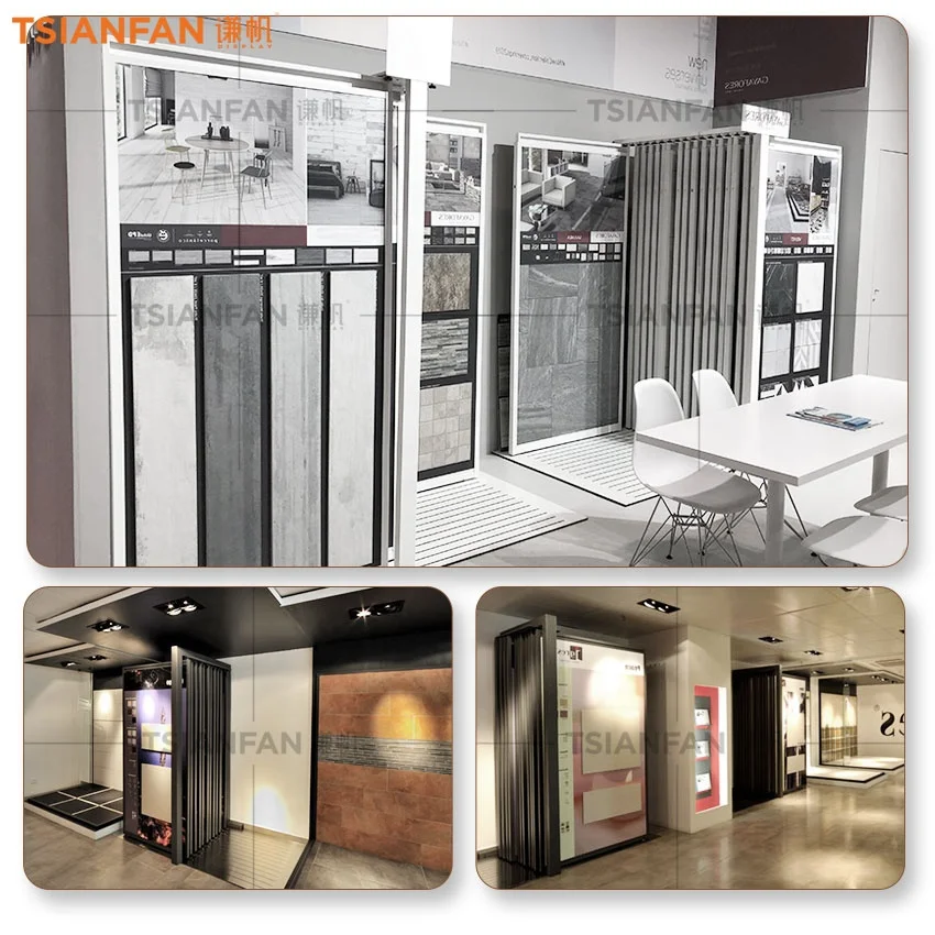 Rail-Mounted Ceramic Marble Stone Plate Showroom Display Stands Push-Pull Panel Sample Granite Metal Sliding Tiles Display Rack