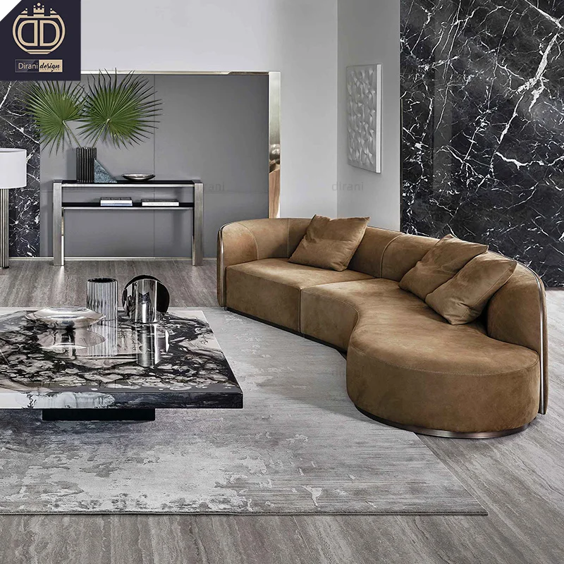 Hot Sale Rugiano Excellent Unique Sofa Sophisticated Italian Stylish Pierre Sofa Genuine Leather Sectional Cream Sofa