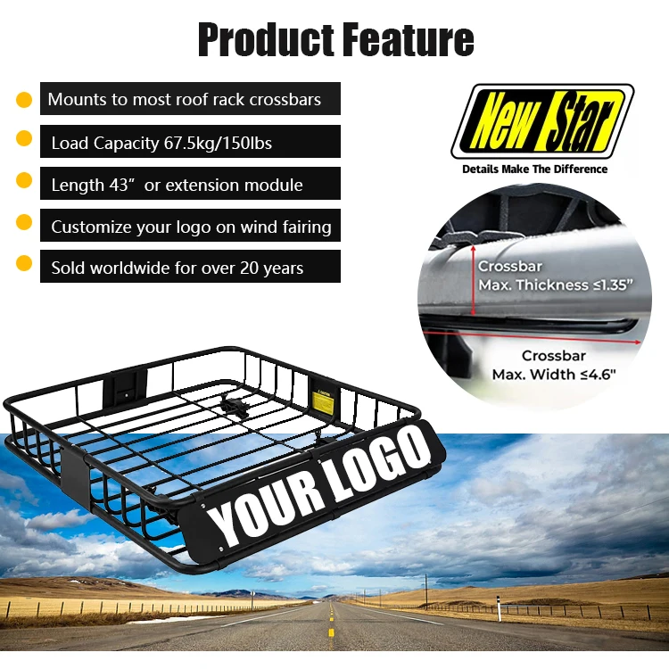 Cargo luggage carry basket bracket carrier suv auto top accessories roof rack for car