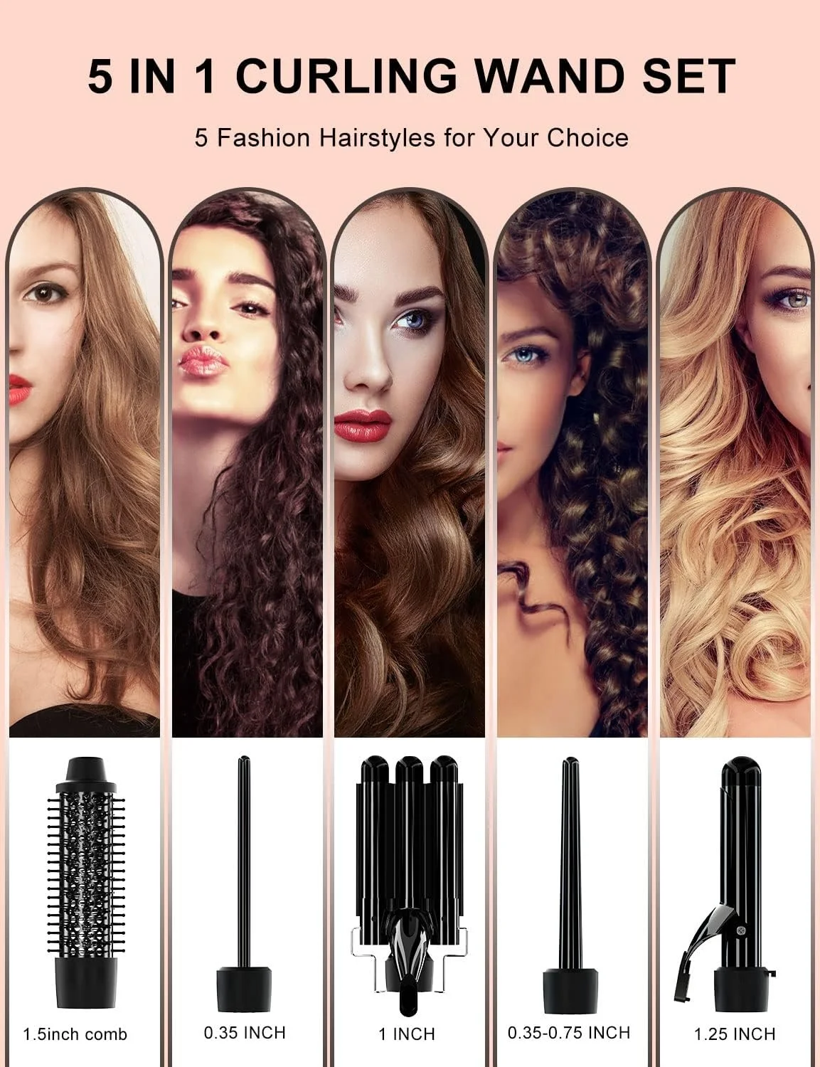 Профессиональный набор 5 в 1 для завивки волос с керамическим утюгом 30s 2 темпами и бочками