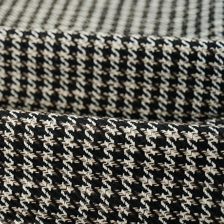 Hot Sale Top Quality Organic Wool Blended Houndstooth Check Soft Finish Shirt Coat Fabric