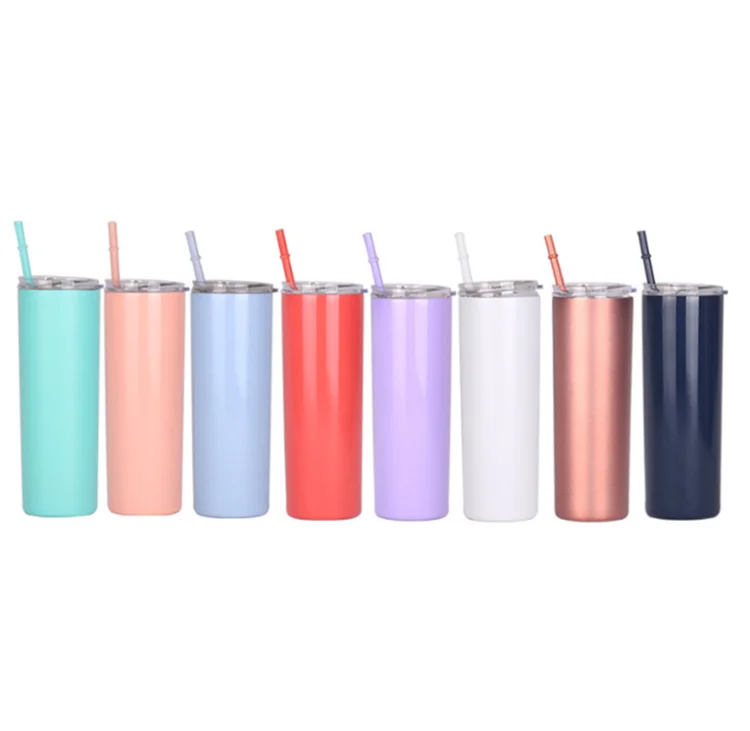 
Best Sales 20/30 oz double wall insulated mugs with slide lid and straw sublimation blank skinnies tumbler 