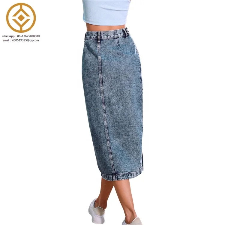 H0208S Fashion trend elastic denim skirt with riveted hips