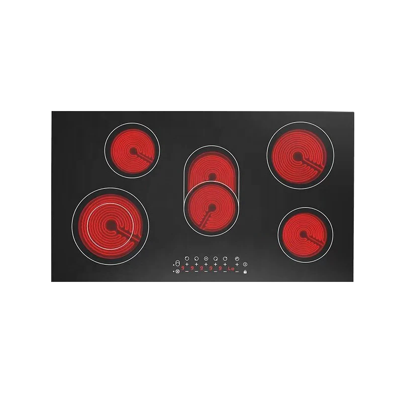 Chinese manufacturer 5 Burners ceramic hob, 220-240v Built-in Electric Ceramic Hob, Slider-Touch Control with safety knock