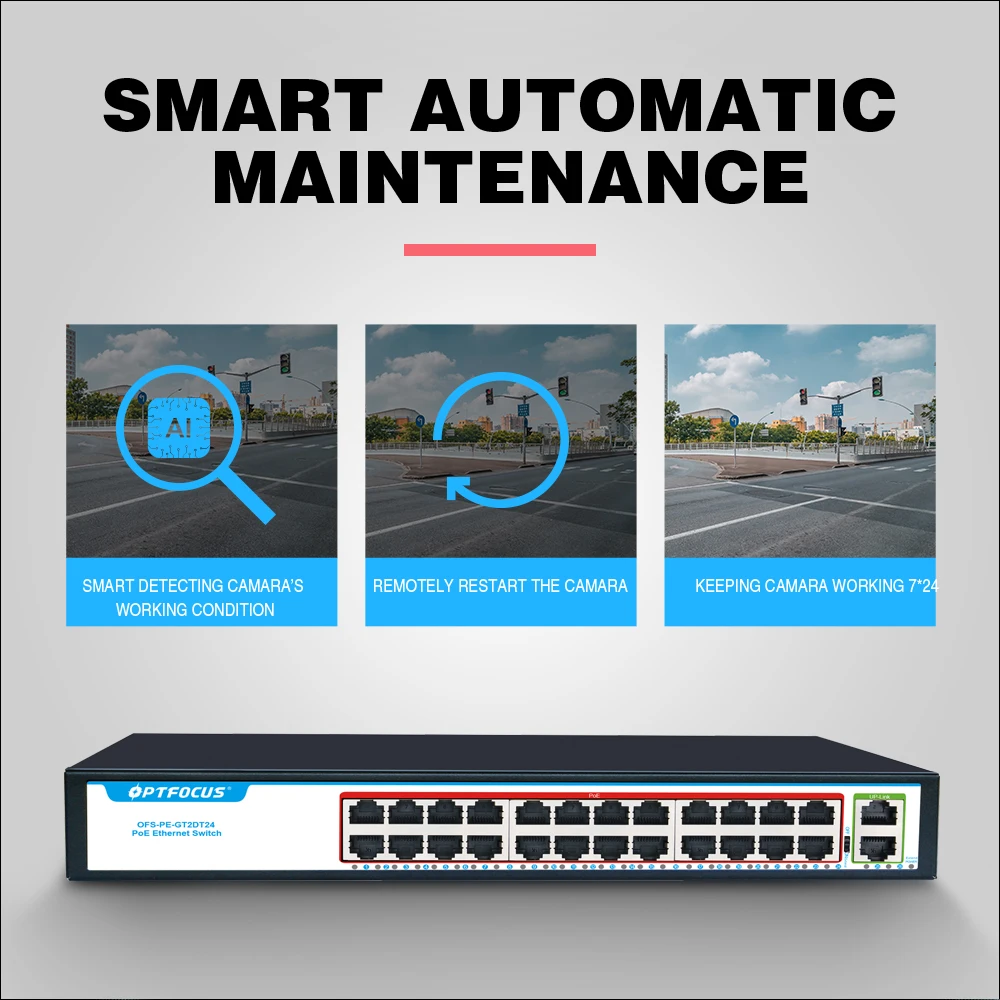 Сетевой коммутатор POE с 24 портами, 24*10/100 Мбит/с, 2*10/100/1000 Мбит/с