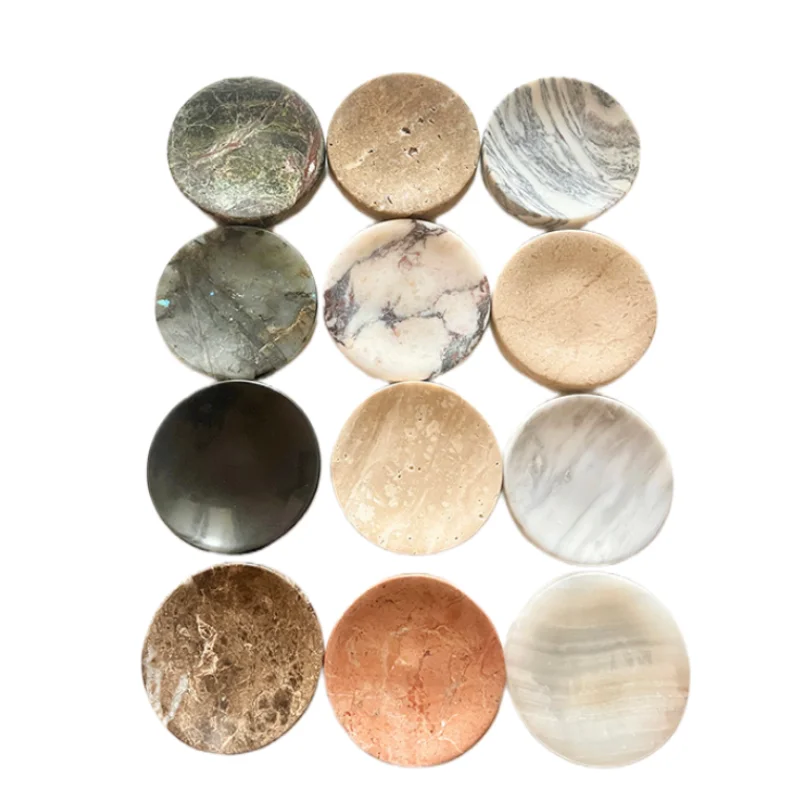 stonekocc D10CM Vintage Wabi Sabi Plate Marble Serving Tray Small Dish Travertine Stone Jewelry Mini Trinkets Vanity tray Decor