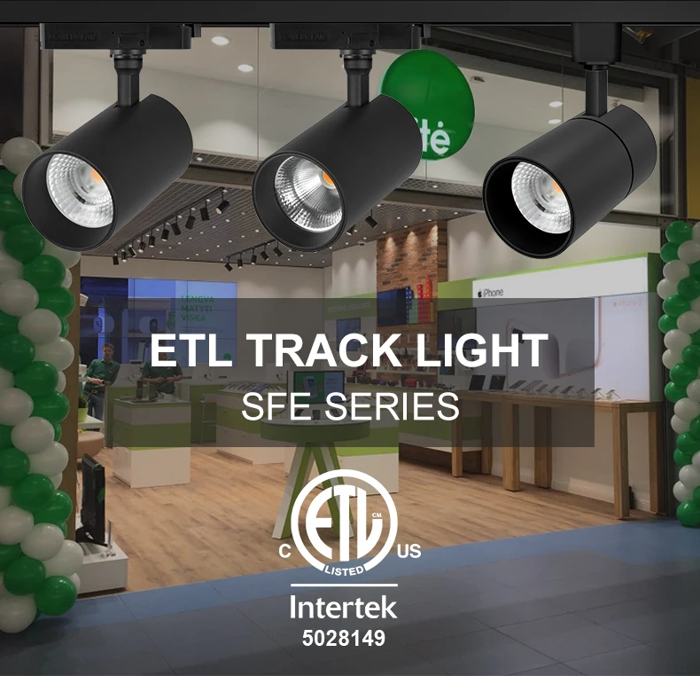 Commercial Price New Design US Standard Anti Glare Flicker Free Spotlight 15W 20W 30W 34W Cob Led Track Light