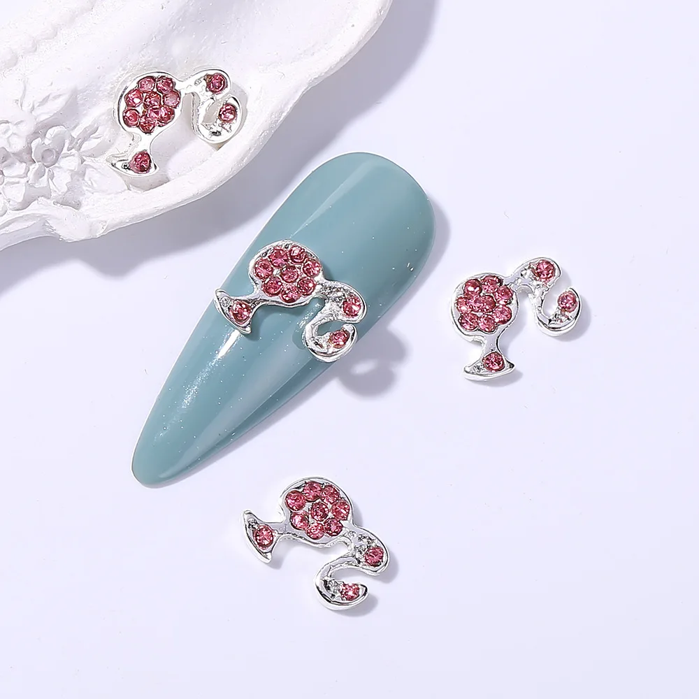 Barbie Girl Icon Symbol Charms 3D cute girl head Alloy Nail Diamonds Charms for Acrylic Nails Art Decorations Supply