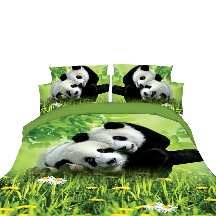 China panda king size animal duvet cover set bed sheets 3d bedding set