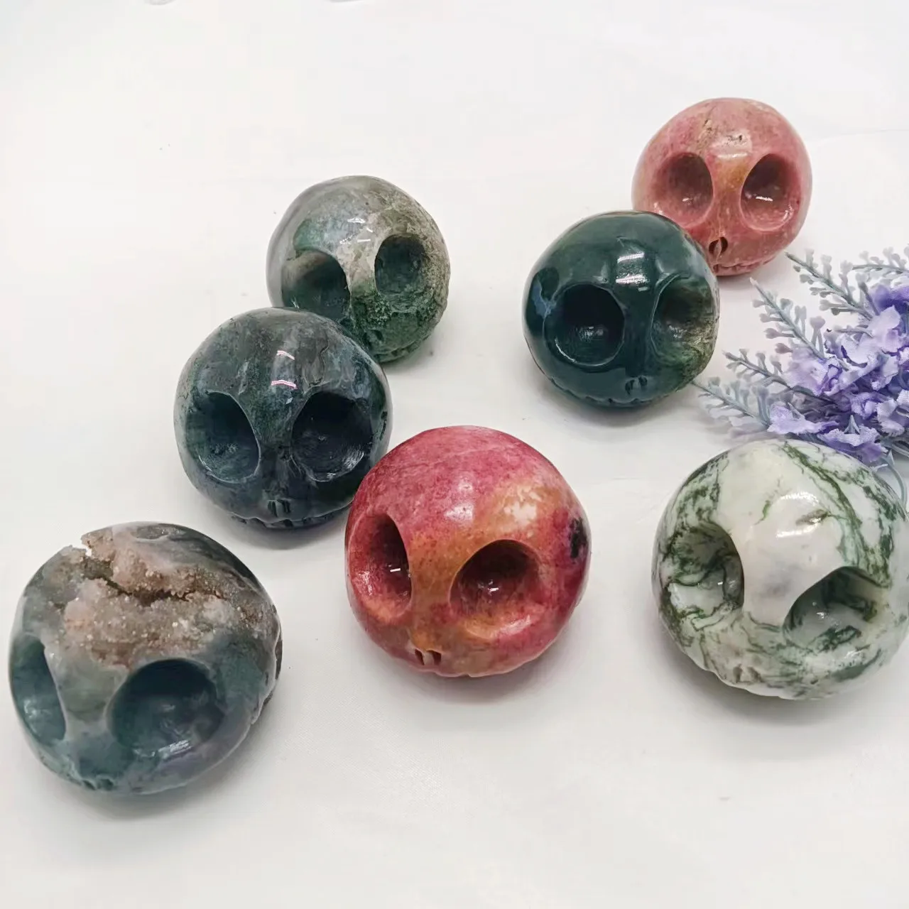 High Quality Natural Crystal Carving Czech Skulls Crystals Healing Craft Jack Skulls For Halloween Decoration