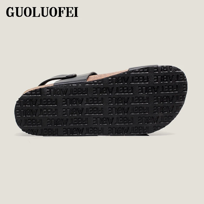 casual cork sandals men flat leather men sandals pu summer sandals for men