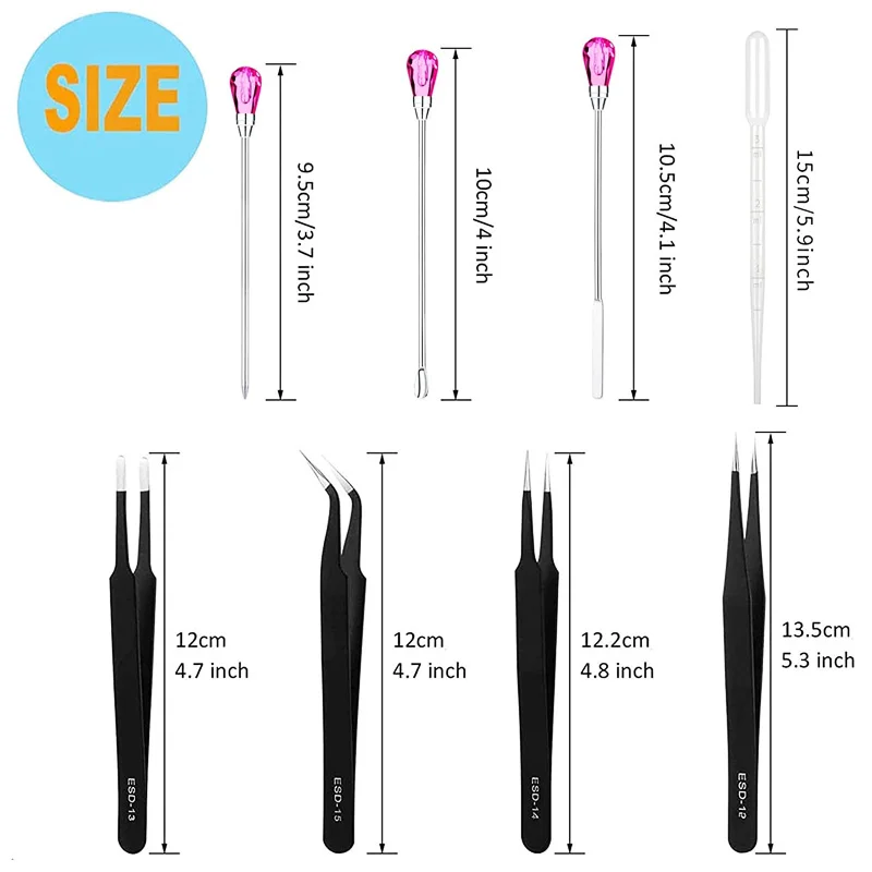 11 Pcs Silicone Resin Mold Tools Set Stirring Needle Spoon Tool Tweezers Precision Kit for Resin Art Crafts