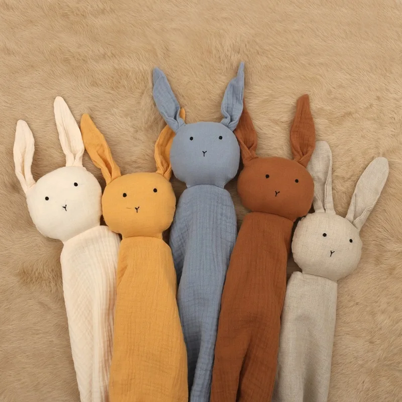 hot selling Little rabbit gauze comforter, various animal shaped saliva wipes, can also be used as baby sleeping dolls