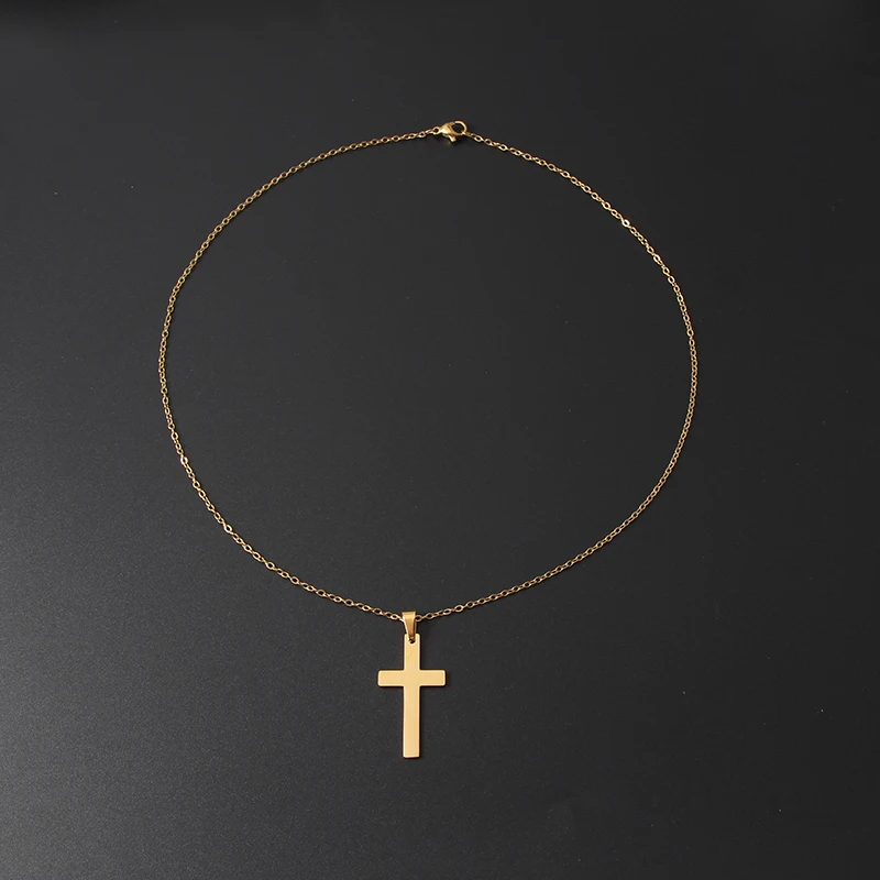 New Factory Fashion Gold Plated Stainless Steel Jewelry Men Women Cross Pendant Necklace