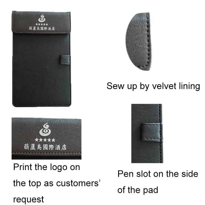 Hotel supplies restaurant magnetic A4 A5 brown leather menu bill folder with logo