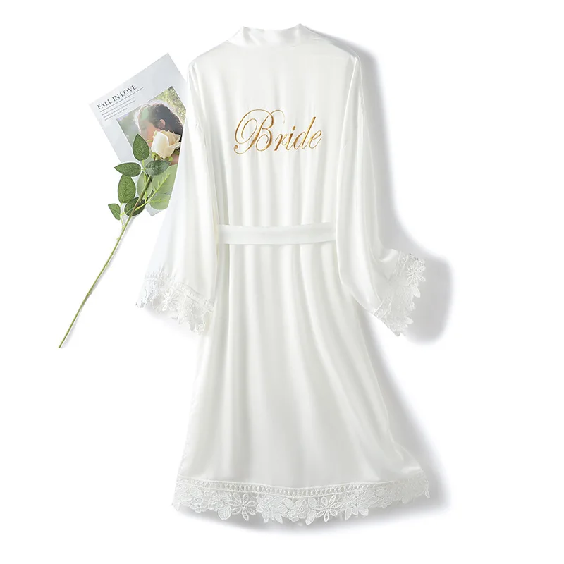 Luxury Ladies Bridal Bridesmaid Polyester Satin Wedding Robes Dresses