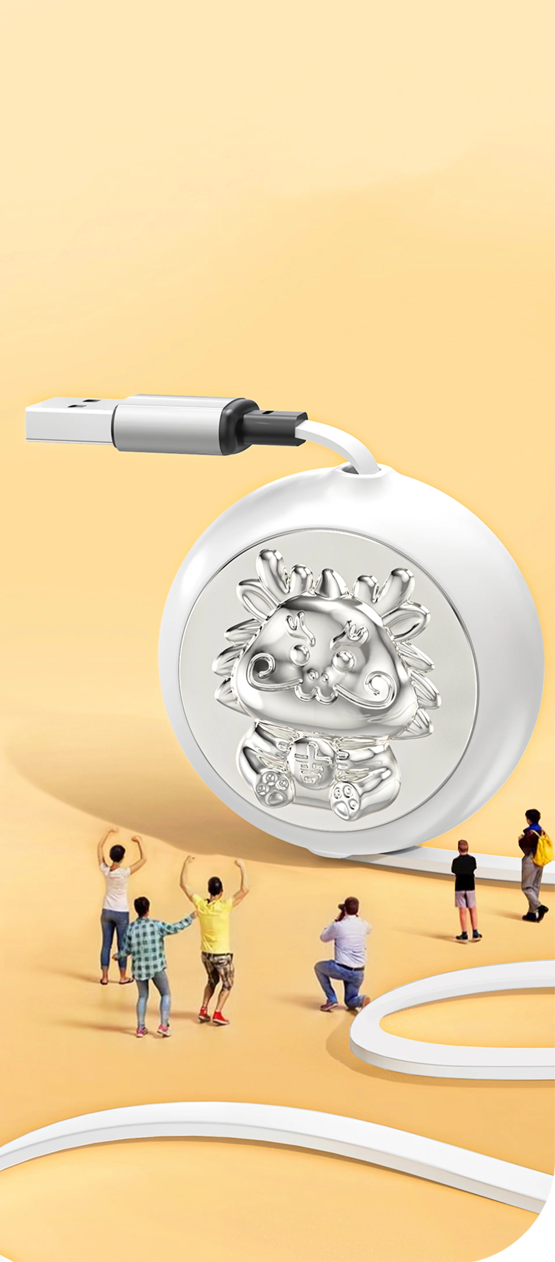 New Year Gift Custom Shape Cartoon Animal Dragon Shape USB charge cable 3 in 1 Fast charge phone Data cable