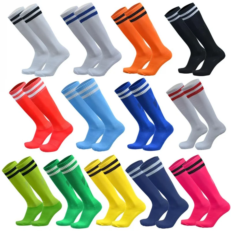 Custom Wholesale Long Tube Grip Soccer Socks Student Striped Sports Football Socks For Adult Kids