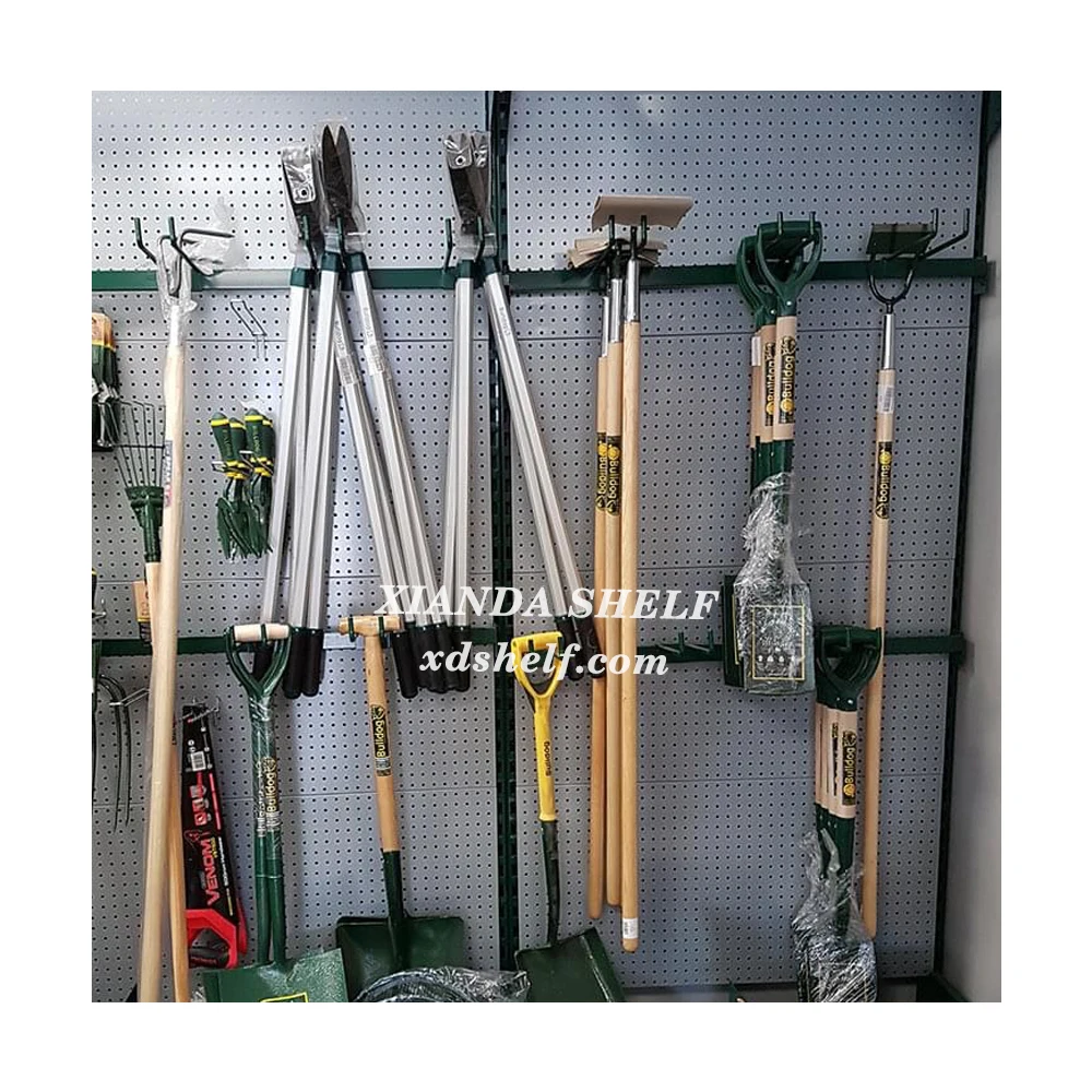 Garden Tools Spade Shovel Hang Wall Display Shelving Metal Holder For Hardware Store Shelving