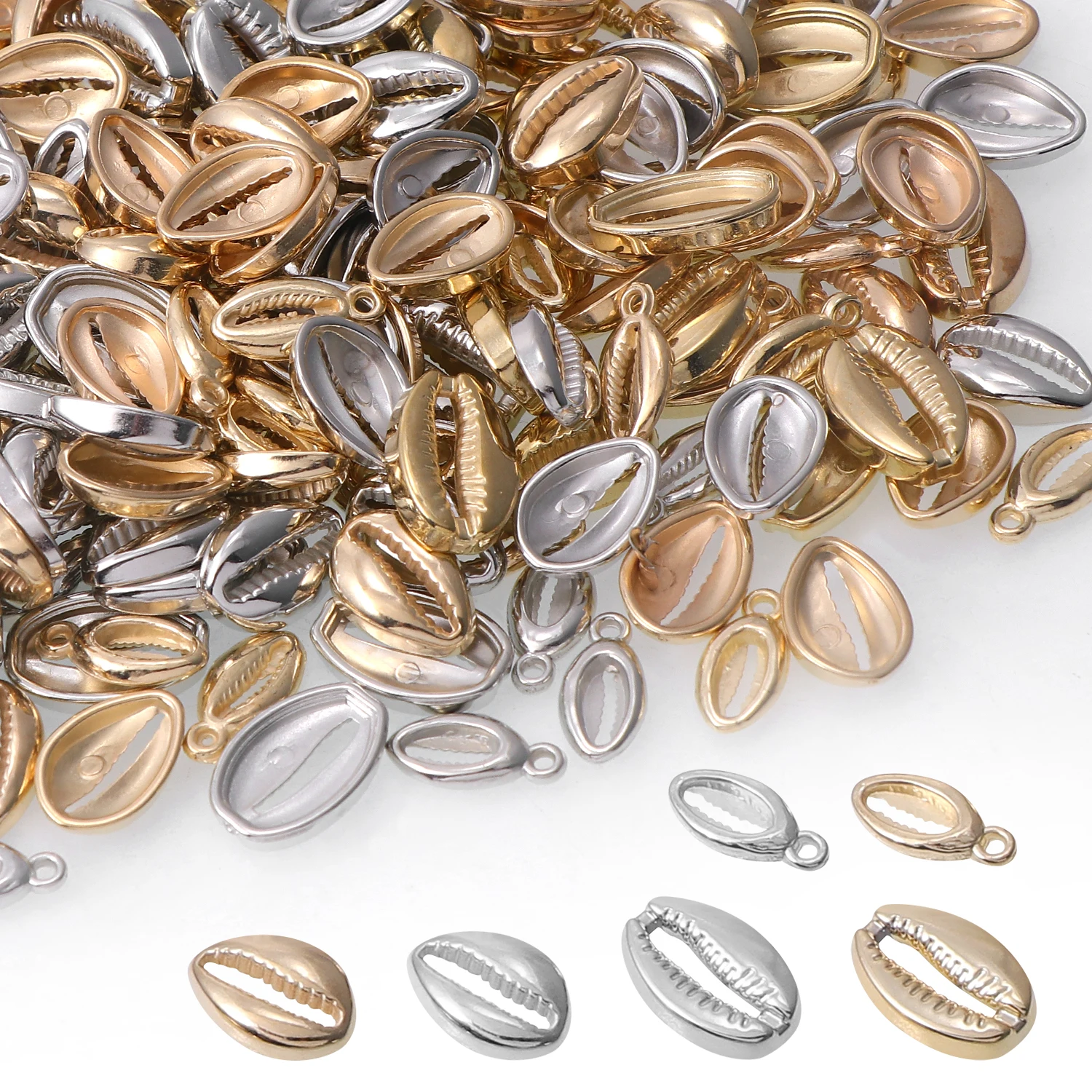 Metallic Cowrie Shell Beads Seashell Beads Diy Bracelet Anklet Handmade Craft Jewelry Making Charms Plastic Ccb Beads